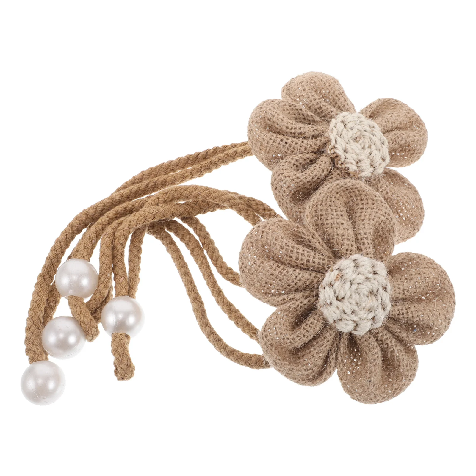 

2Pcs Floral Curtain Tiebacks Creative Farmhouse Style Adjustable Rope Ties for Drapes Windows Bedroom Living Room Decor