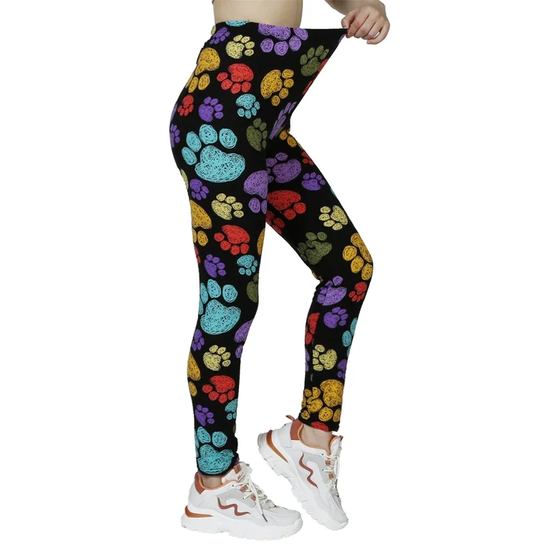 3D Colorful Paw Print Leggings High Elastic New Style Comfortable Casual Fashion WOMEN'S Clothing