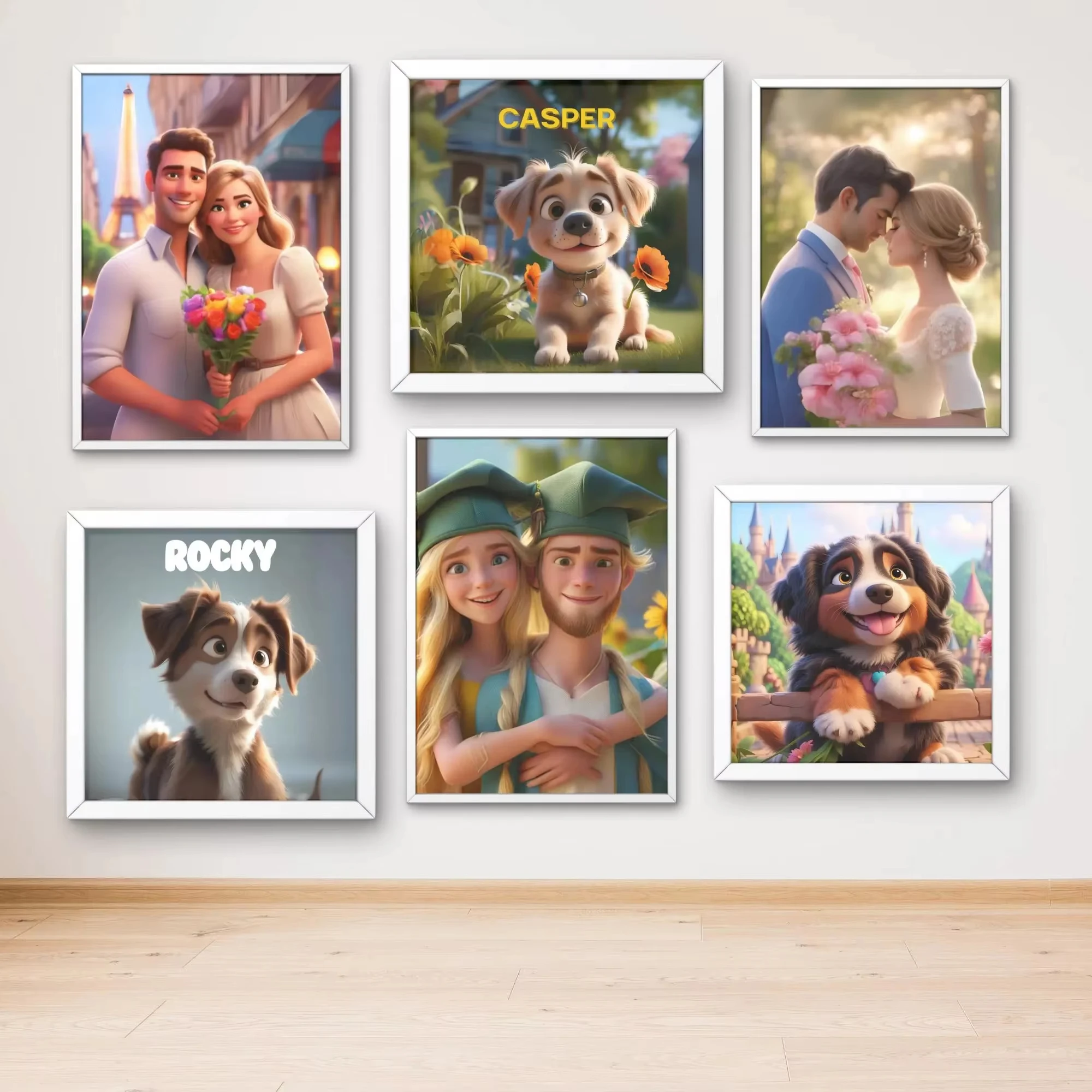 Custom Cartoon-Style Character and Animal Portrait Posters High-Quality Canvas Printing Personalized Home Decor Holiday Gifts