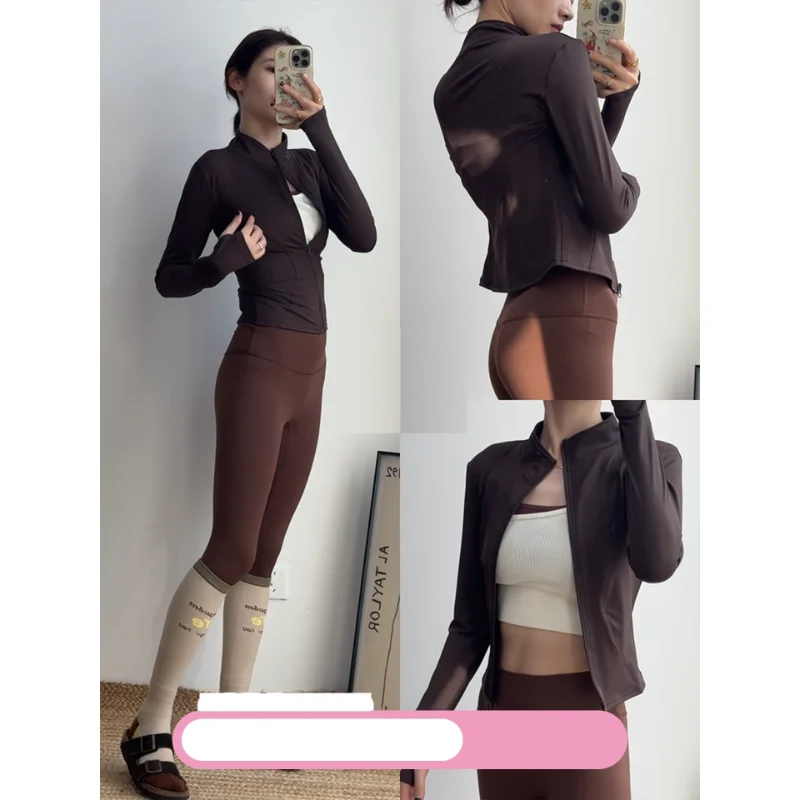 

Pilates Yoga Sportswear Long Sve Fitn Training Top Women's Ele Sle Sports Coat Autumn Winter Women's Faion