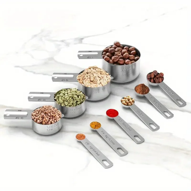 304 Stainless Steel  Cup Spoon Set, Baking with Graduated Cooking Seasoning   Tool Measuring Cup