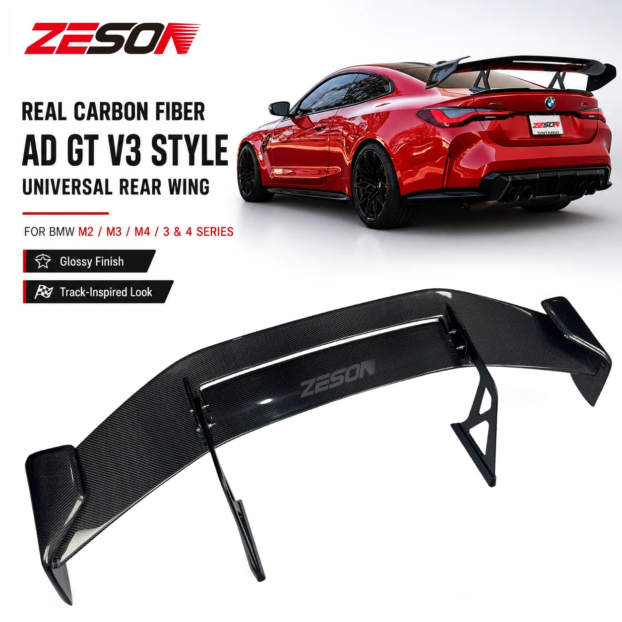 

Dry Carbon Fiber AD Style Wing Spoiler for Audi Mercedes BMW Sedan 3 4 5 Series M3 M4 F30 F32 F80 F87 F82 G20 G22 G80 G82 G87