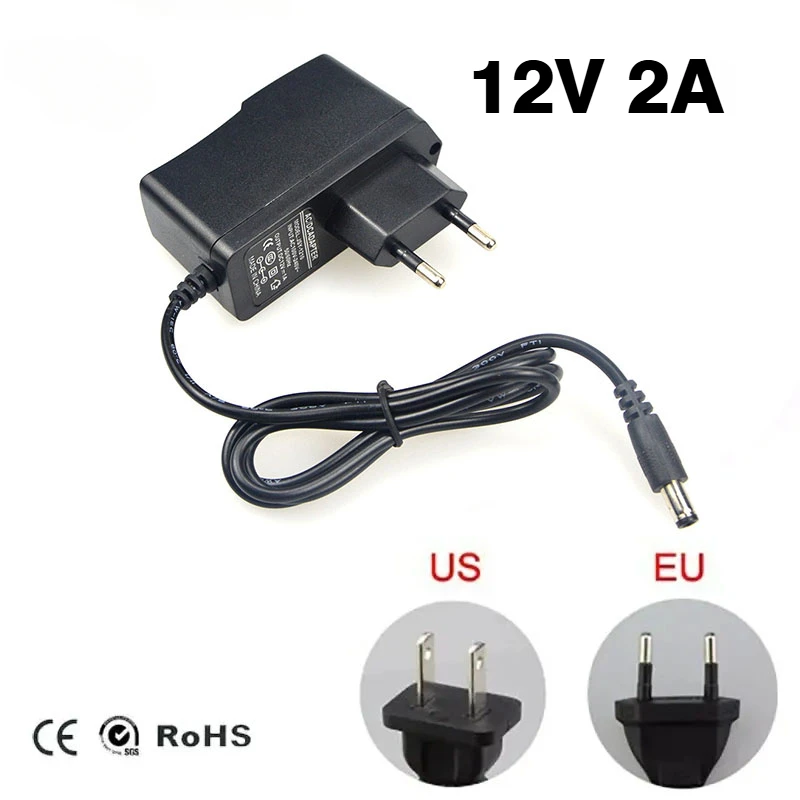 

12 Volt Power Supply 12V 2A AC 100V 220V DC 12V 2A 2000mA Converter Adapter EU US Plug 5.5mm x 2.1-2.5mm for led driver