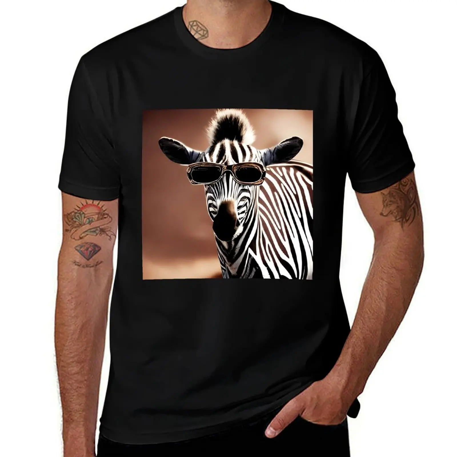

A Zebra Wearing Sunglasses In The Summer T-Shirt street wear shirts graphic tee baggy shirts plus size clothes t shirt men