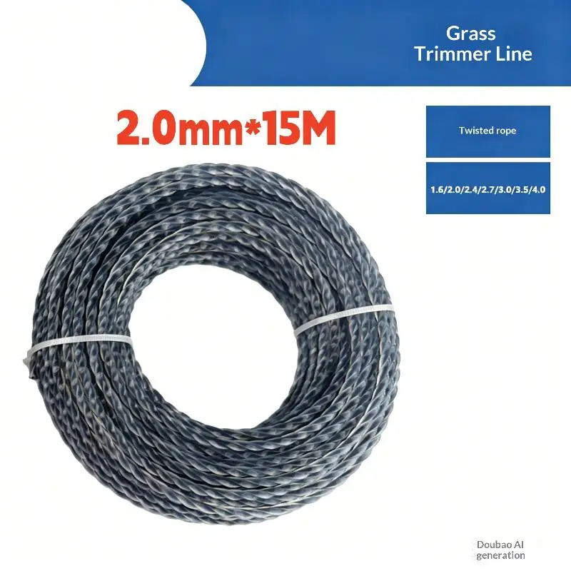 Core-Reinforced Grass Trimmer Line 2.0-4.0mm 15m Weather Resistant Trimmer Spool for Commercial Garden Care