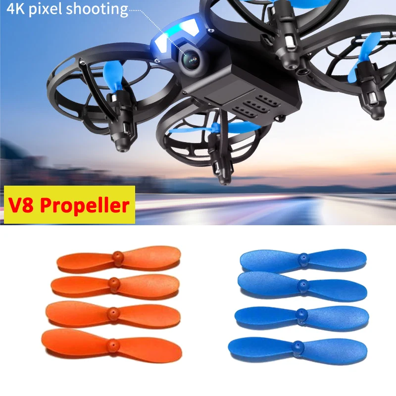 4DRC V8 Mini Drone Spare Part 4D-V8 Main Blade Propeller Props Wings Part V8 Helicoper Quadcopter Accessory Orange/Blue