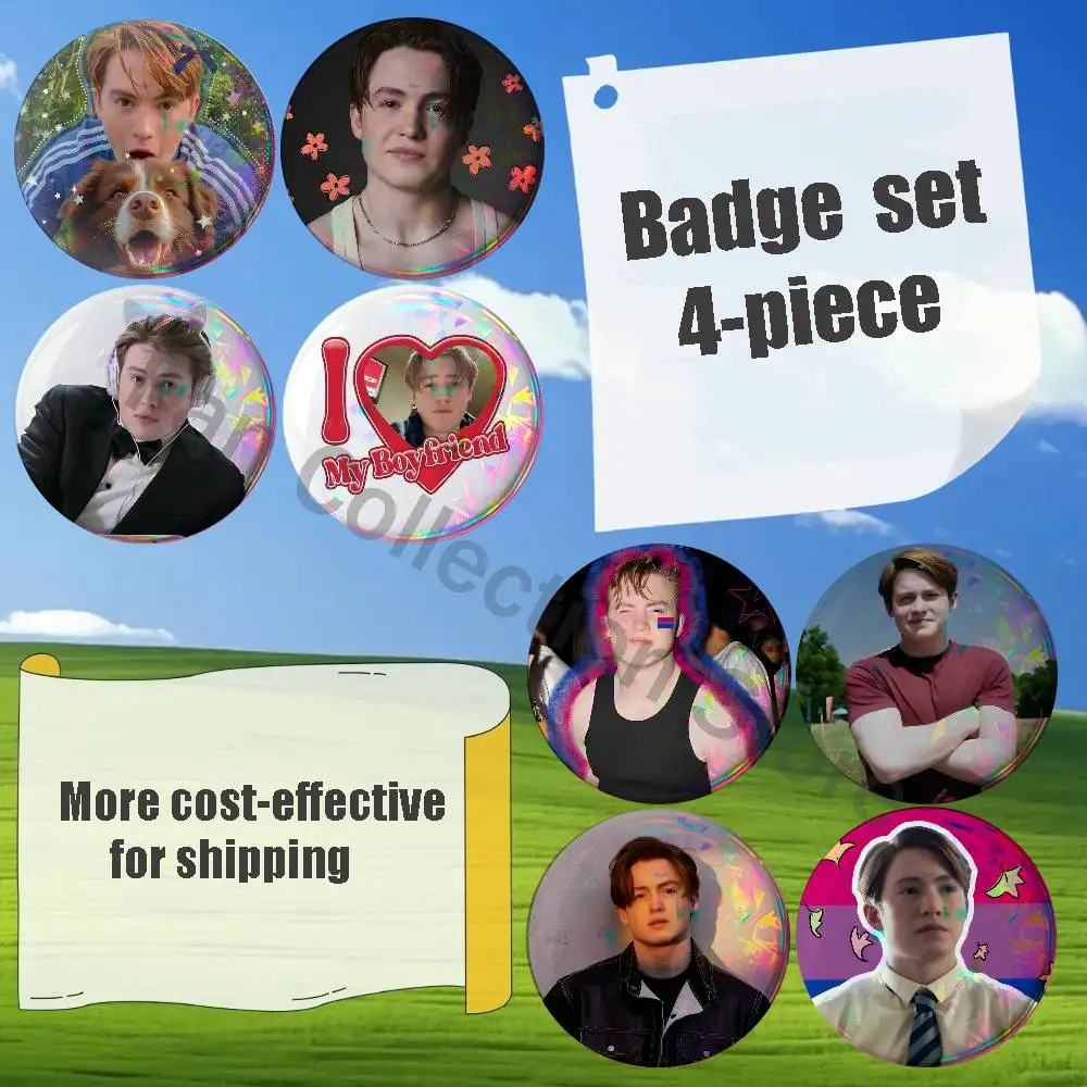 Nick K-Kit Connor Brooches for Backpack Accessories 25,32,44,58,75mm Round Enamel Pins 4-piece set Cartoon Anime enamel Pin Set