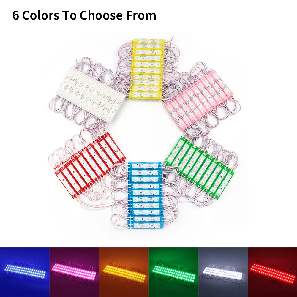 20PCS DC 12V SMD 2835 3Leds Moudle IP67 Waterproof Red Blue Green White Yellow Advertisement Decoration LED Strip