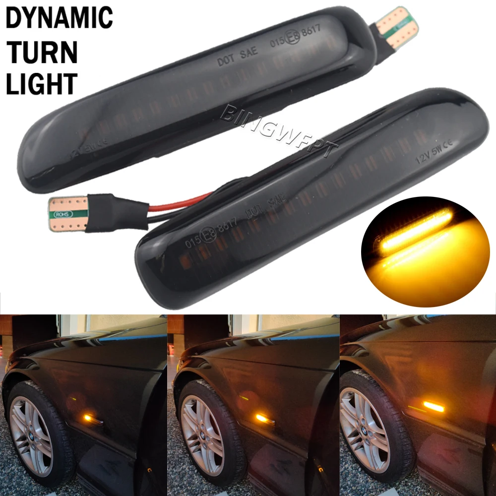 

2X LED Dynamic Side Marker Turn Signal Blinker Flowing Water Blinker Flashing Light For BMW 3 Series E46 Compact All