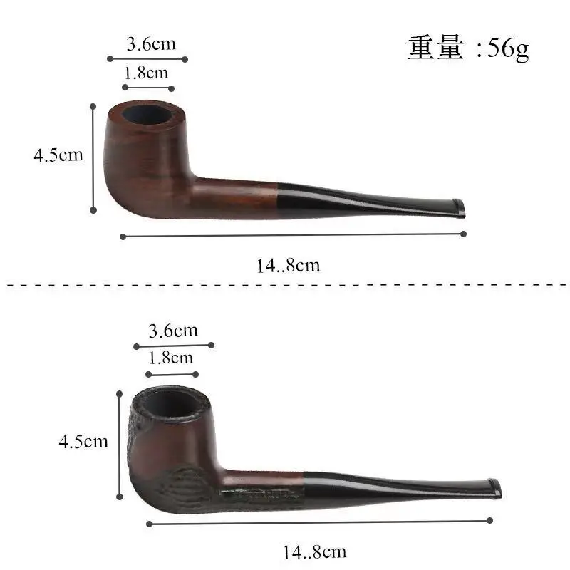 1Pc  Ebony Smoking Pipe 9mm Filter Bent Tobacco Pipe Gold Ring Wood Pipe with Smoke Pipe Accessory Ru free shipping