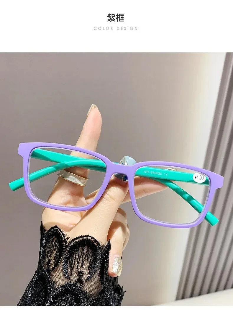 Übergroße quadratische Lesebrille für Damen, blaues Licht blockierend, großer Rahmen, hochwertige Presbyopie-Brille, Dioptrien 0 ~ + 3,5 Gafas – Detail 9