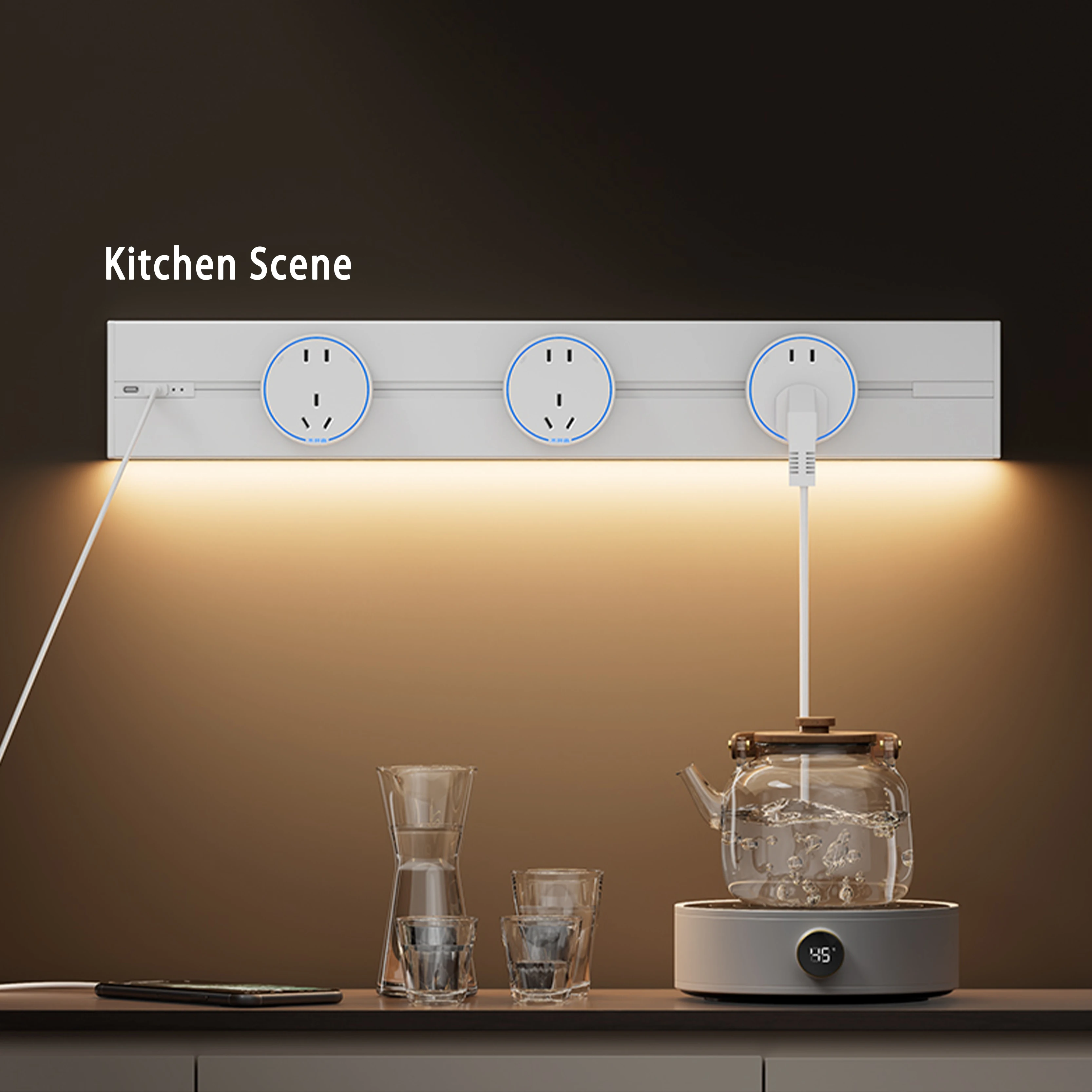 ホットセール ワイヤレス電源トラック 壁掛けACソケット USBポートアダプター 32A定格電流 米国/EU/英国/フランスネットワーク対応 WiFi