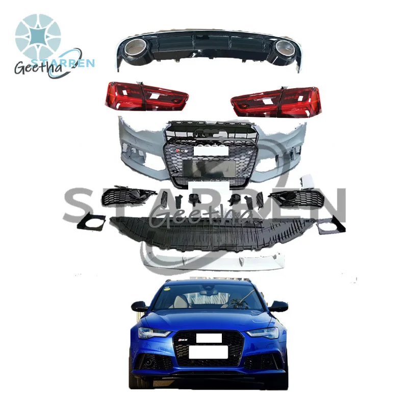 

High Quality 2012-2015 A6 S6 Upgrade RS6 Style Front Bumper Rear Lip Grille Body Kit for Audi