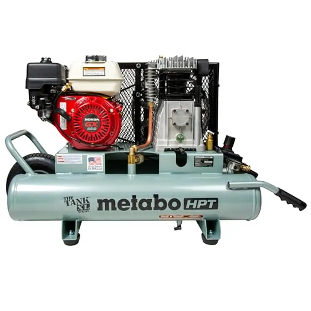 9-Gal Honda GX 200 Gas Engine Air Compressor Best Small Air Compressor 145 PSI 9.5CFM Versatile Solid Rubber Tire Heavy Duty USA