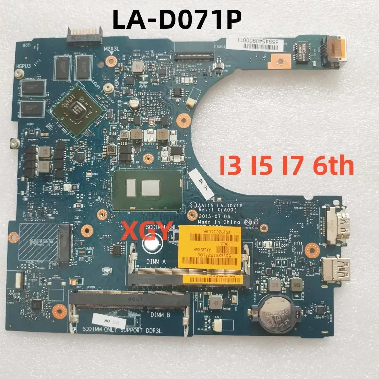 

For Dell Inspiron 5759 5459 5559 Laptop Motherboard LA-D071P 0YVT1C 086V8H 0PX6JH 0F1J0W 0VYVP1 I3 I5 I7 6th 100% Tested Fully