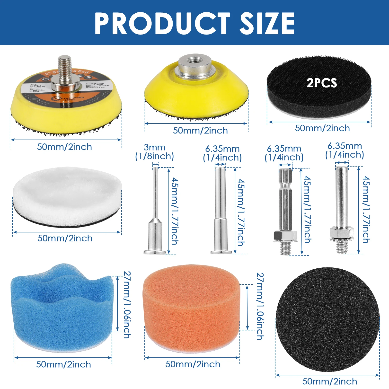 331/160Pcs Car Headlight Repair Restoration Kit 2/3 Inch 50mm Sanding Plate Waxing Sponge Sanding Pad for Polishing and Sanding