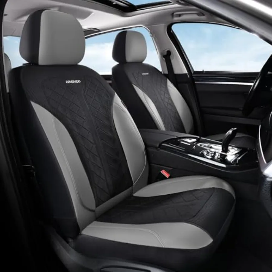 

Водонепроницаемые кожаные чехлы на 2 передних сиденья, универсальные, класса люкс, для внедорожников, грузовиков, седанов, темно-коричневые