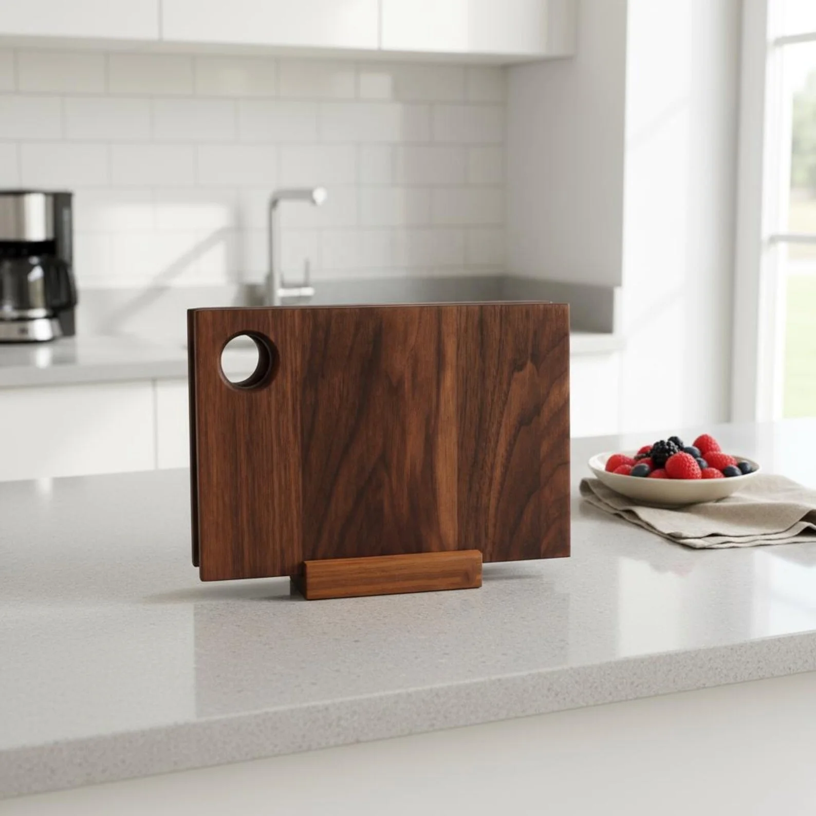 2cm Thick Durable Acacia Wood Chopping Board Modern Breakfast Serving Board with Non Slip Stand Custom Logo Supported Stocked
