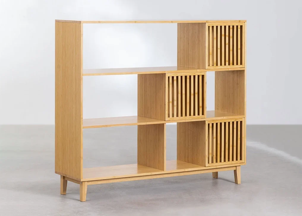 Z DU'S Modern Solid Wood Bookcase, Large Bookcase With 3 Sliding Doors, Versatile Living Room Storage SolutionZ