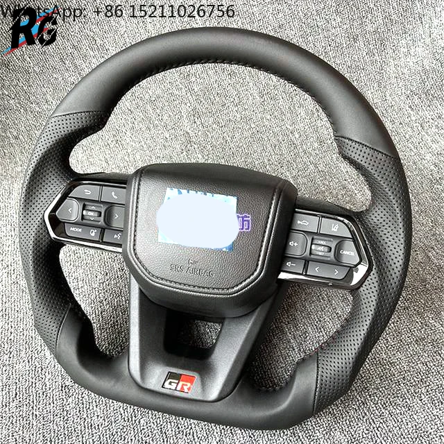 Hot Sale Customized Color LC300 D-type Steering Wheel LC200 PVC Light Black Steering Wheel For Toyota Land Cruiser 2006-2023