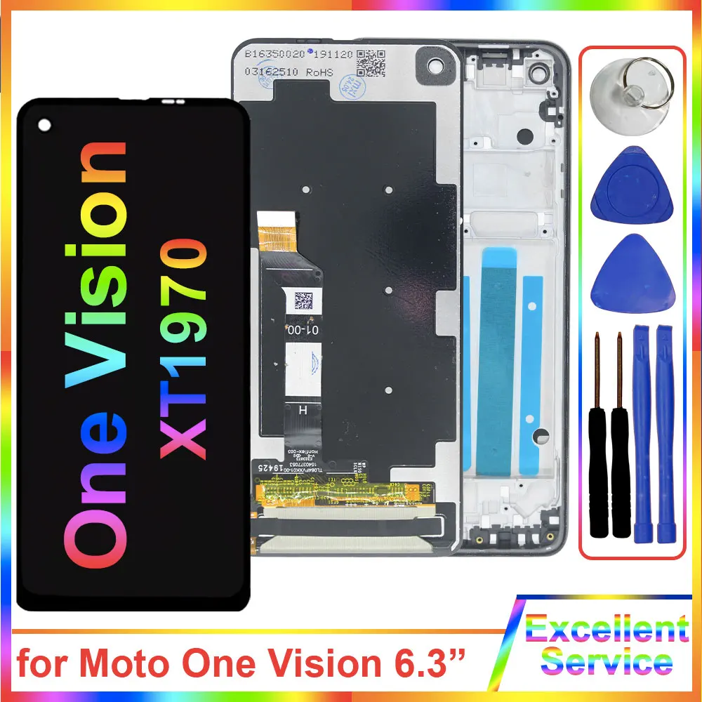 New LCD for Motorola Moto One Vision XT1970-1 LCD Display Touch Screen Digitizer Replacement for Moto One Vision LCD With Frame