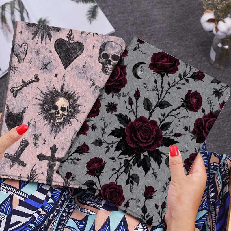 

Dark Red Rose Pattern Tablet Case For Lenovo Xiaoxin Legion Pad Tab Pro GT Y700 Gen4 2 11 P11 M10 K10 3rd Plus Gen Gift