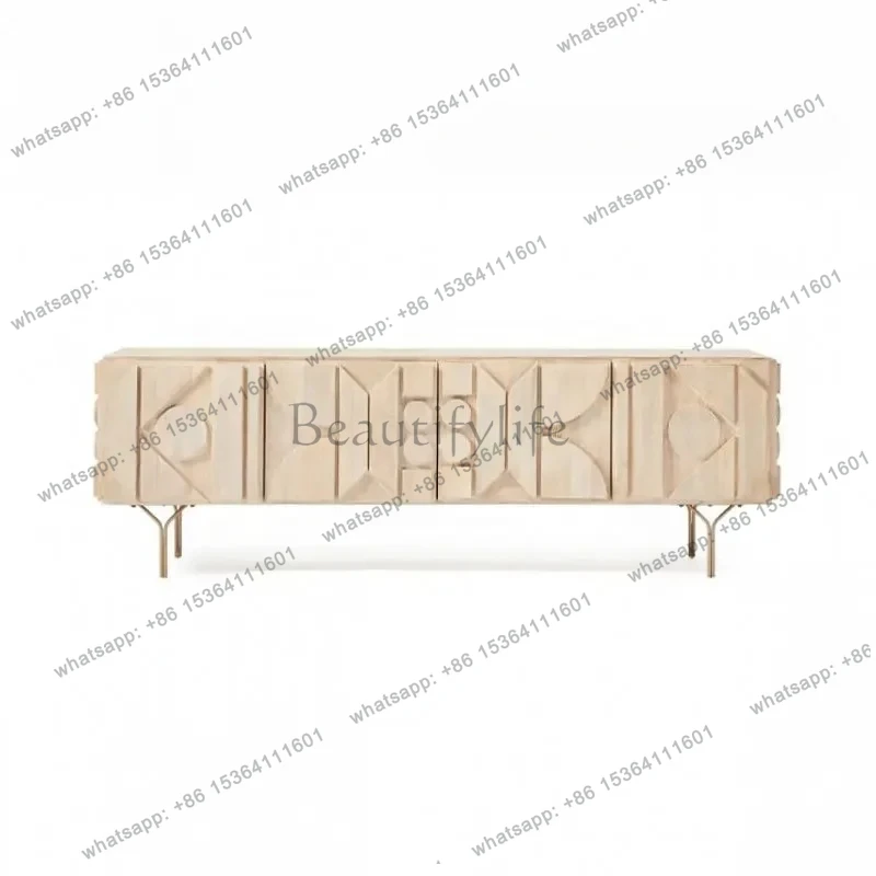 

Medieval Nordic solid wood TV cabinet Modern simple living room locker Vintage log cabinet