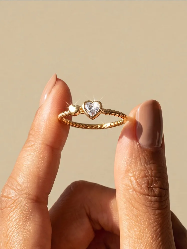 Delicate Sparkling Twisted Heart Zircon Ring For Women 925 Sterling Silver Engagement Wedding Fashion High Quality Fine Jewelry