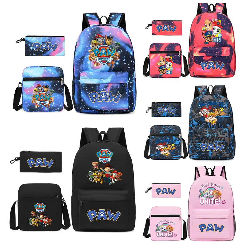 hot-paw-patrol-3pcs-set-backpack-trendy-color-waterproof-large-capacity-schoolbag-lunch-bag-pencil-case-casual-rucksack