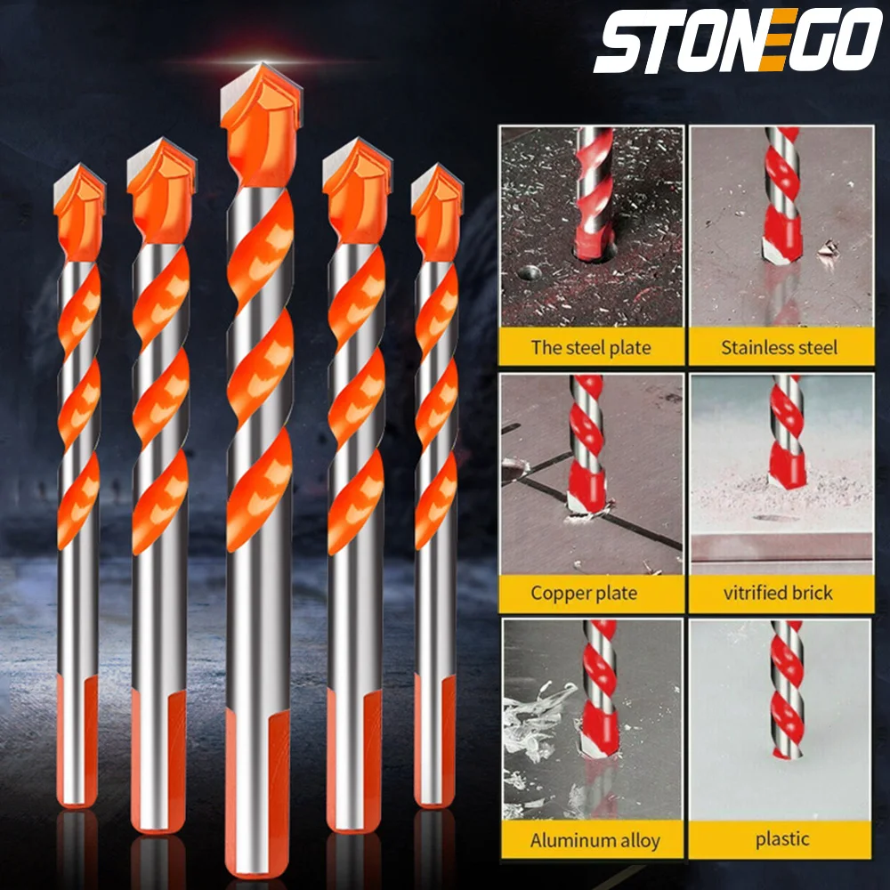 STONEGO 5PCS Multifunctional เจาะ Bits กระเบื้องเซรามิคแก้วหินอ่อนเจาะรูทํางานเลื่อยเจาะ Bits 6 มม./8 มม./10 มม./12 มม.