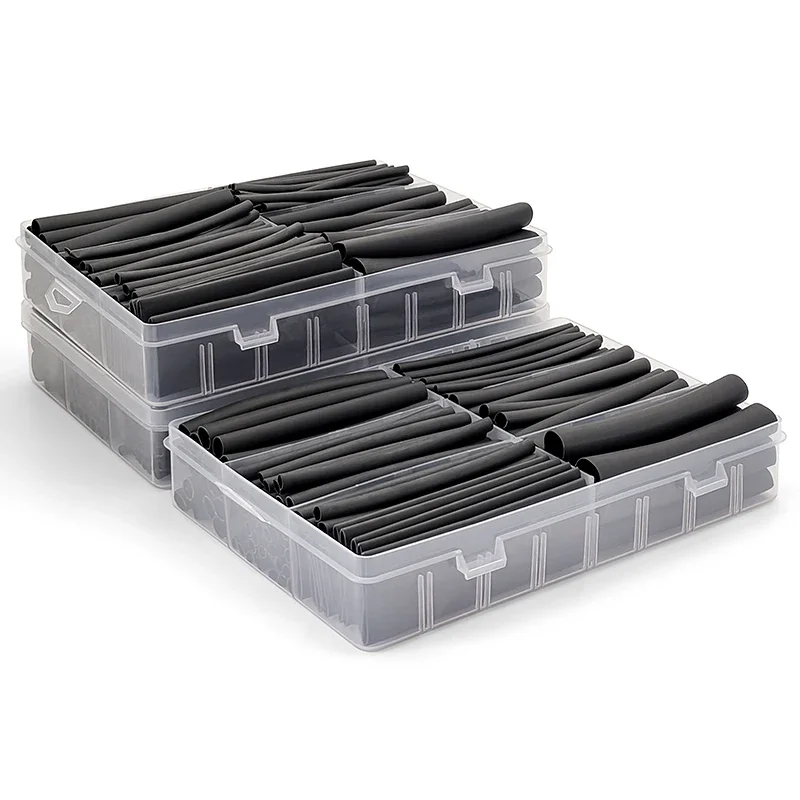 Black 3:1 180pcs Heat Shrink Tube Kit Anti-aging Waterproof Tube for Electrical Connection Wire Cable Insulation Sleeving