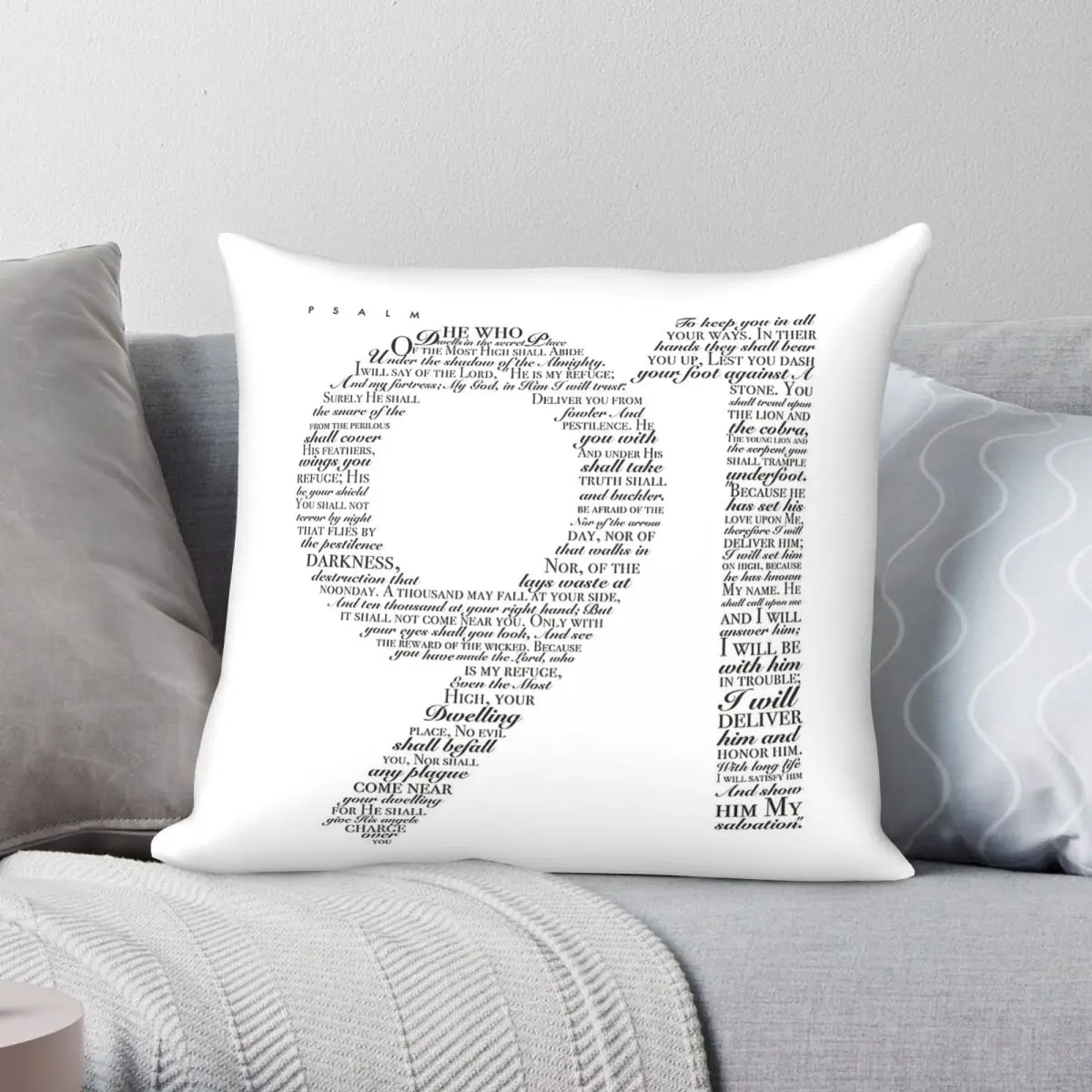 Psalm 91 White Square Pillowcase Polyester Linen Velvet Pattern Zip Decorative Sofa