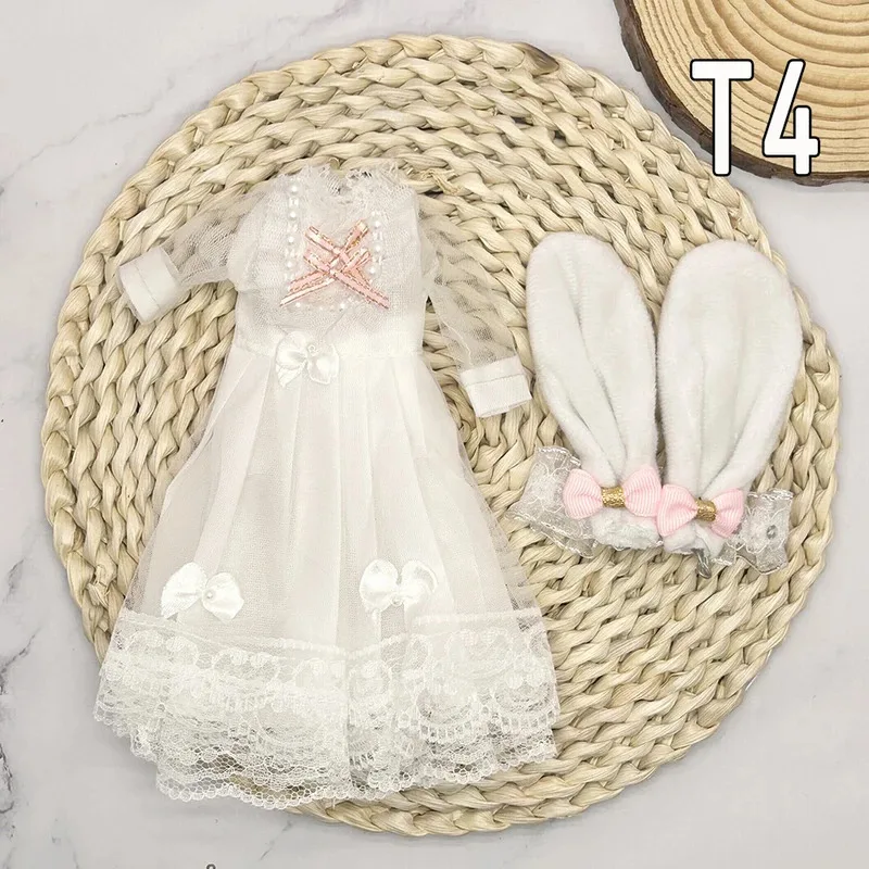 Conjunto completo de roupas de bonecas 1/6, 30cm, anime kawaii, boneca reborn, saia, chapéu, cocar, crianças, vestir-se, brinquedos de casa de bonecas diy para meninas