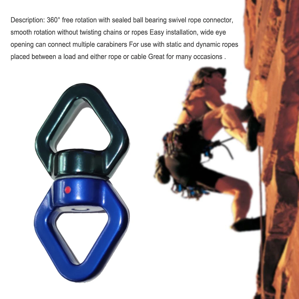 Swivel Rope Connector Ball Bearing Gear Spinning Connection Hoop Attachment Outdoor Climber Hardware Black Blue