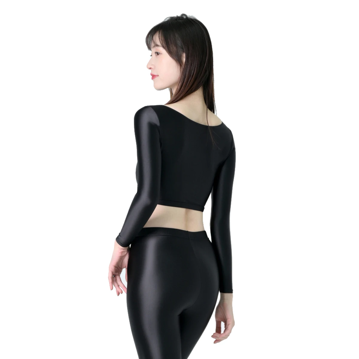 MJINM Spandex Stretch Open Navel Longsleeve Crewneck Sport Tight Tops Bodybutton Undershirt Yoga Gym Fitness T-Shirts Swimsuits