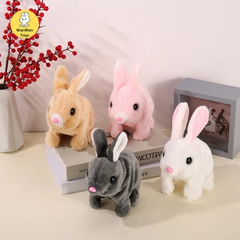 시뮬레이션 전기 장난감 만화 트럼펫, 단색 플러시 인터랙티브 토끼 배터리, 동물 인형, 데일리 플레이 3 +