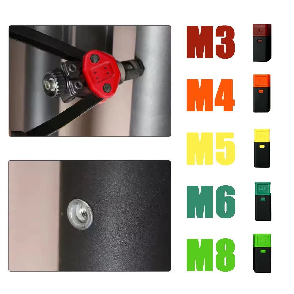 Riveter Gun Tool BT-606 Hand Threaded Rivet Nut Gun 57pcs Flat Head Thread Rivet Nuts M3 M4 M5 M6 M8 Double Handle Rivet Tools