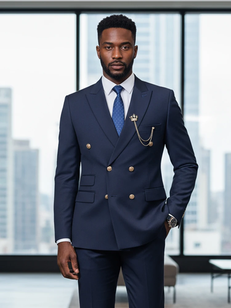 

ST Cassy double-breasted Men's Suit Fashionable and Casual Slim Fit Male Groom Wedding Blazers Party Dress Jacket Coat Pants