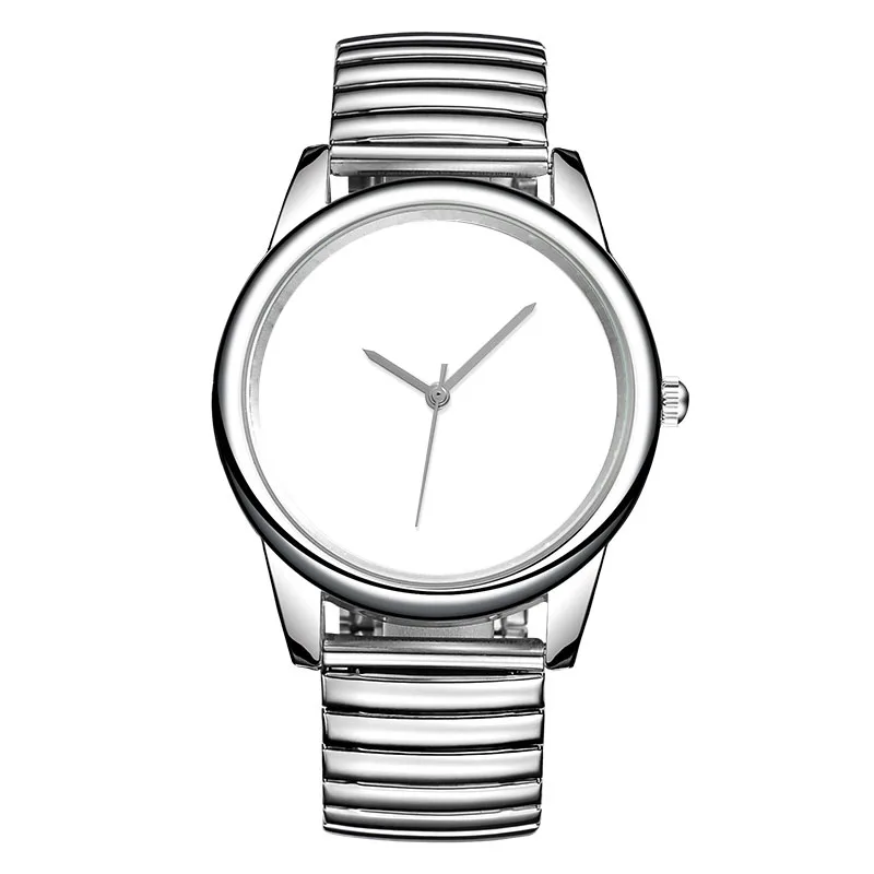 Custom Logo Dial Print Photo Elastic Stainless Steel Strap Watch with Japan Movement