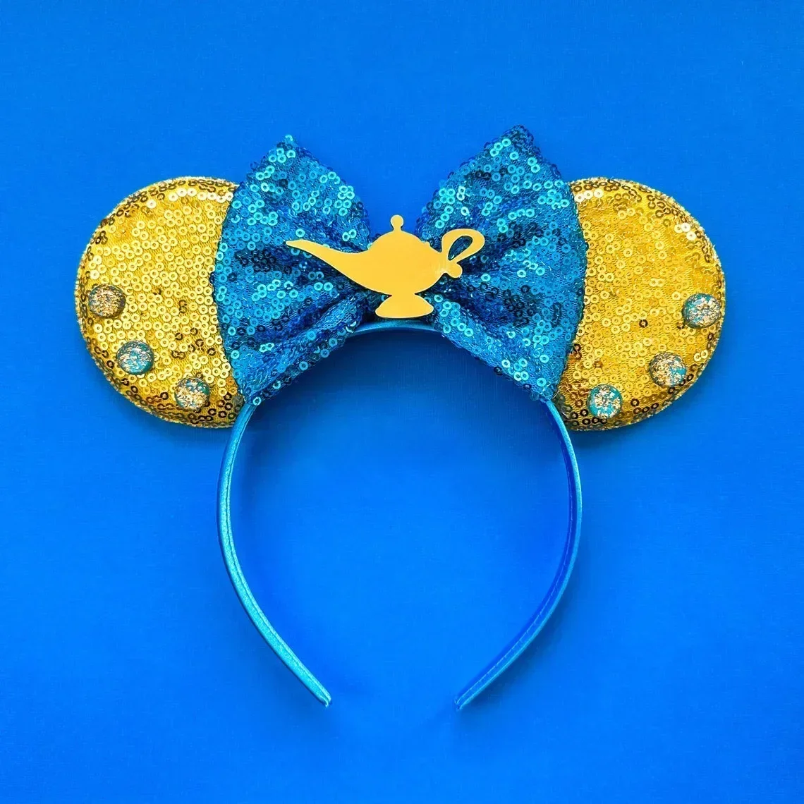 Disney Aladdin Ear Headbands for Adults Girls Castle Magic Lamp Headwear Mickey Mouse Ears Hairbands Women Bows Hair Accessories