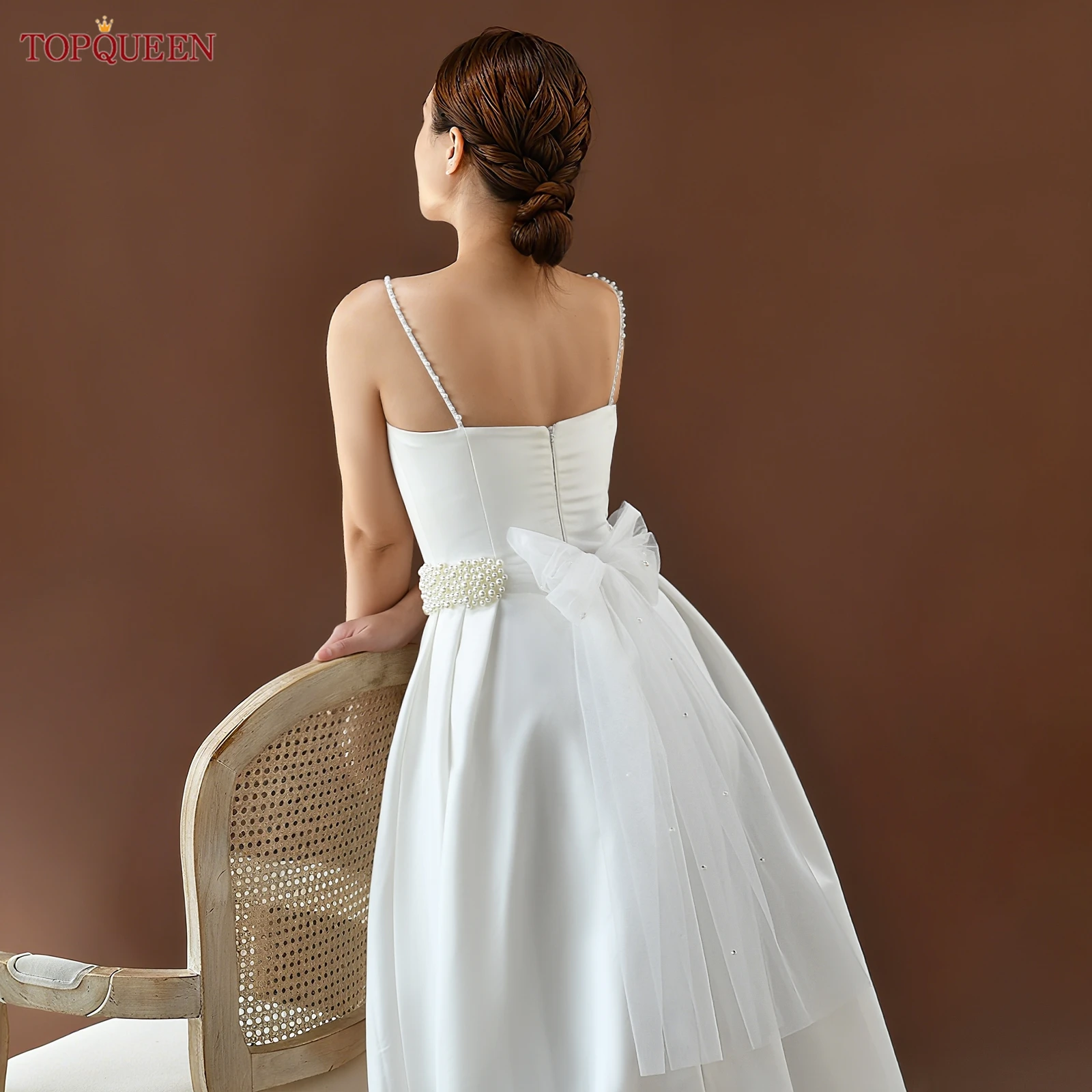 TOPQUEEN Bridal Wedding Belt Women'S Pearl Dress Belt Elegant Handmade Moroccan Robe Belt Accessories Customizable M122