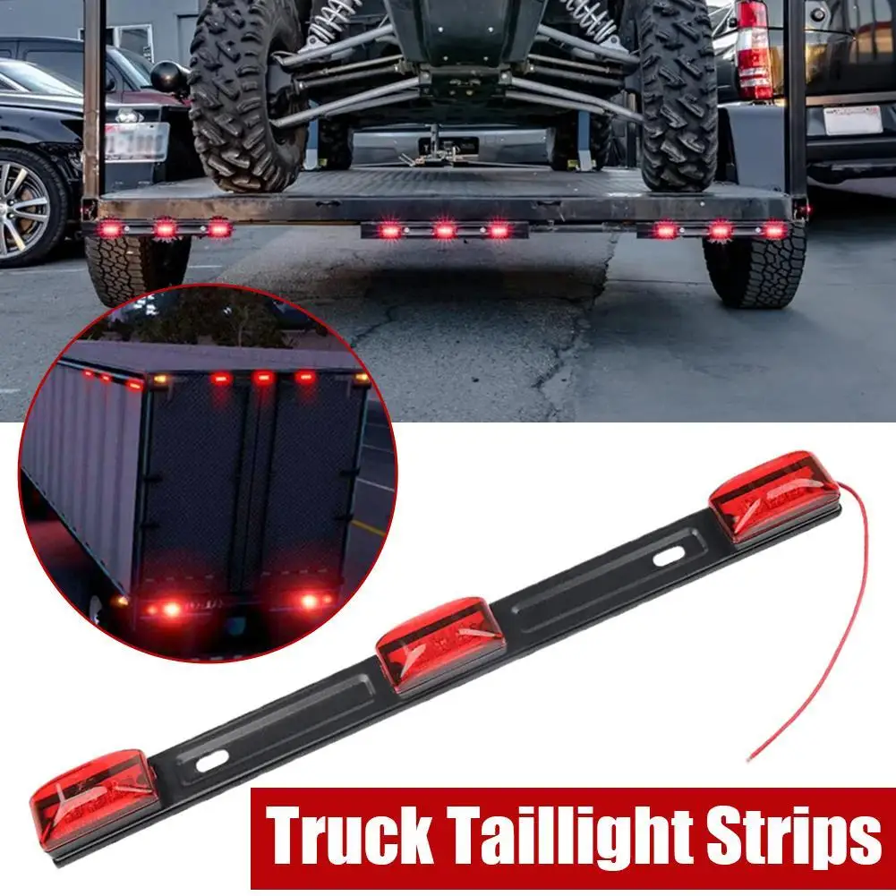 15 Inch Red Trailer Light Bar 3-Light 9 LED ID Clearance Marker Tail Light For Truck Trailer Boat Identification Lamp