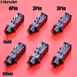 2/5/10pcs DIY 6.35mm 6.5mm Jack Gold Plated 3/4Pin Stereo Dual Channel Microphone Socket Nut 6.35 Audio Straight Jack Connector