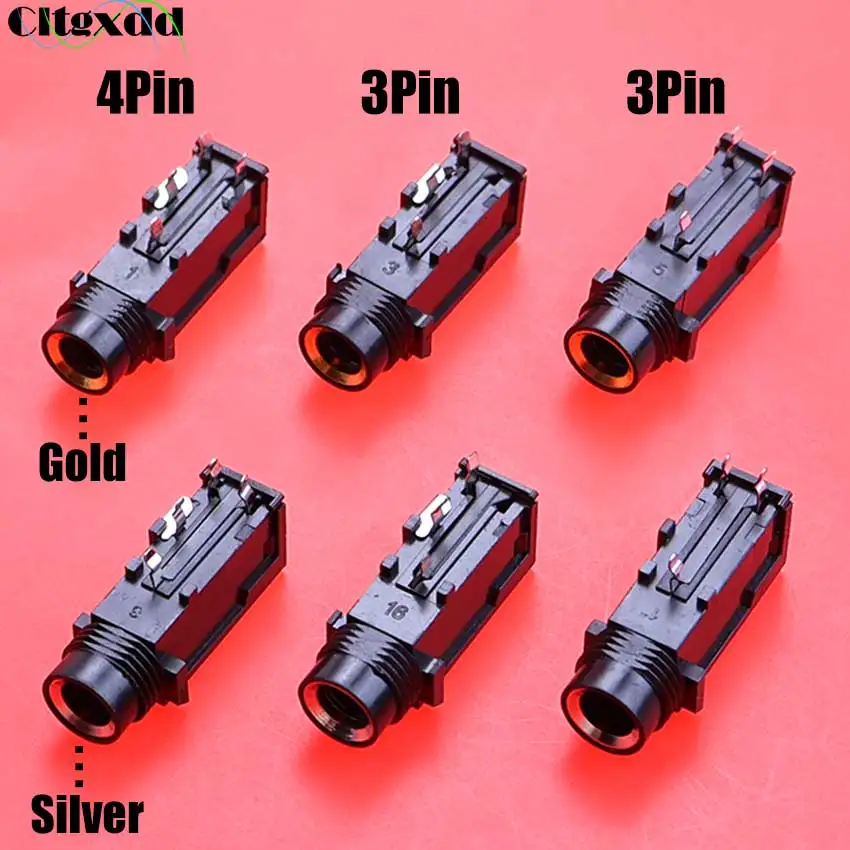 2/5/10pcs DIY 6.35mm 6.5mm Jack Gold Plated 3/4Pin Stereo Dual Channel Microphone Socket Nut 6.35 Audio Straight Jack Connector