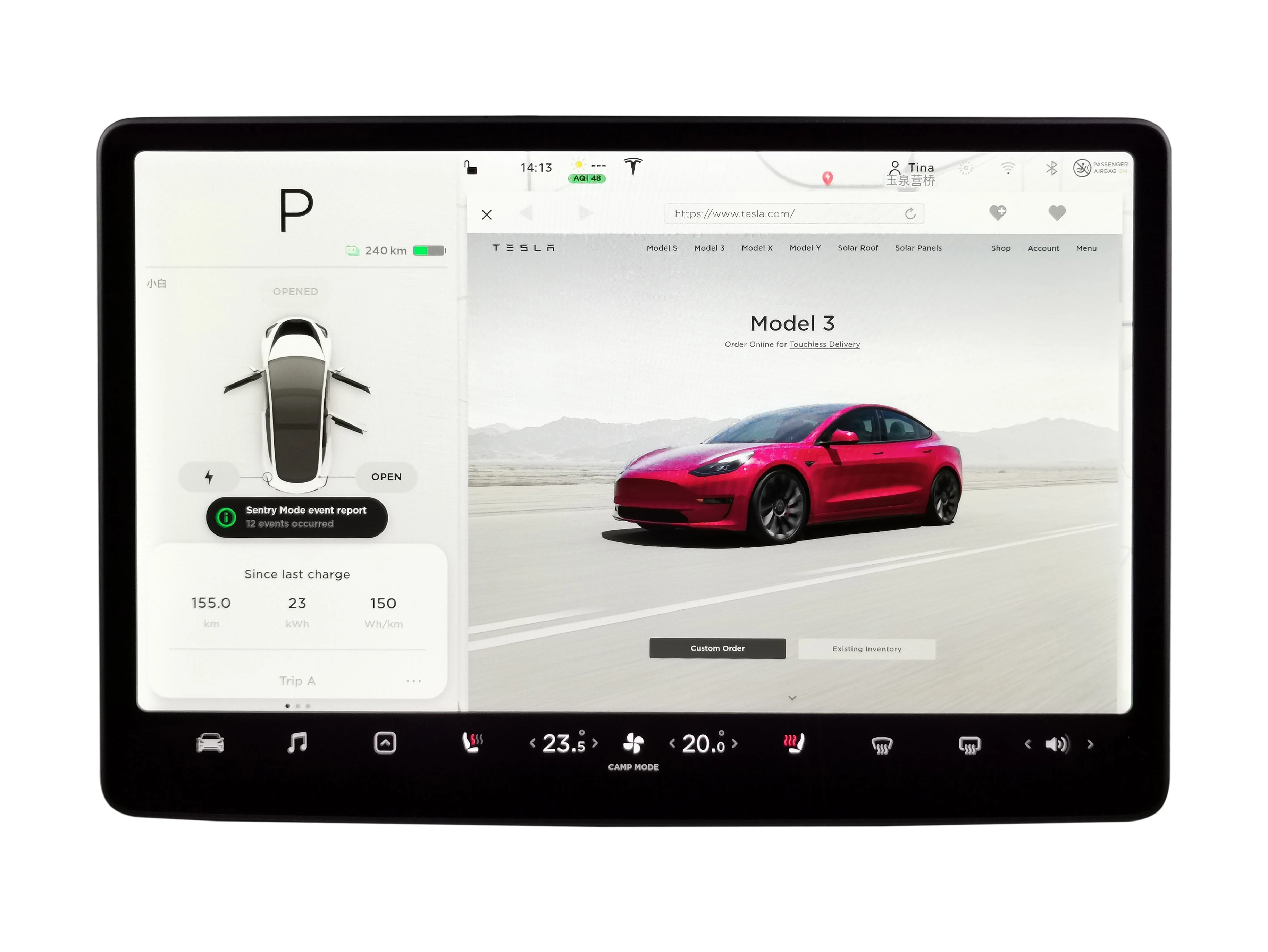 Multimídia da tela de toque para a navegação de Tesla Model3 ModelY AWD exposição de 15,4 polegadas
