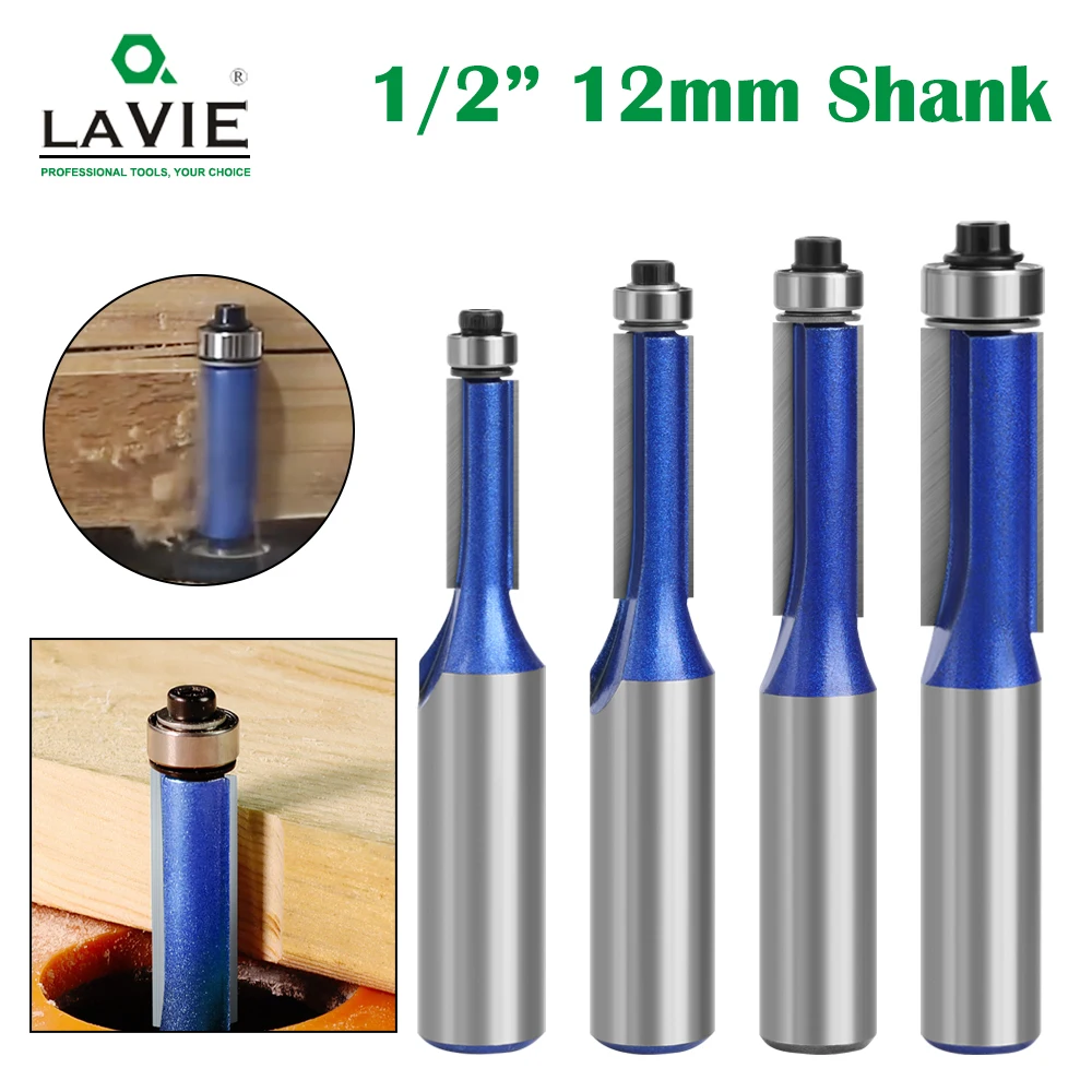 Lavie 1pc 12.7 mm Haste 12 mm Haste Fresa Flush Guarnição com Rolamento Roteador Bit Conjunto para Trabalhar Madeira H013016 de Alta Qualidade
