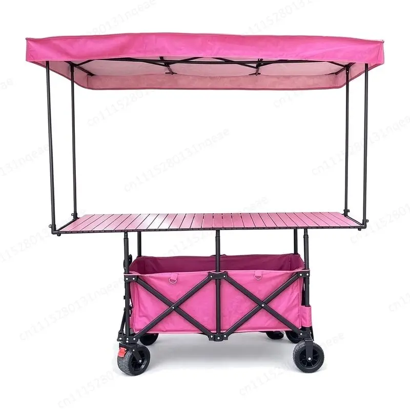 Folding Four-wheel Mobile Cart Outdoor Trolley Long Handle Travel Portable Truck