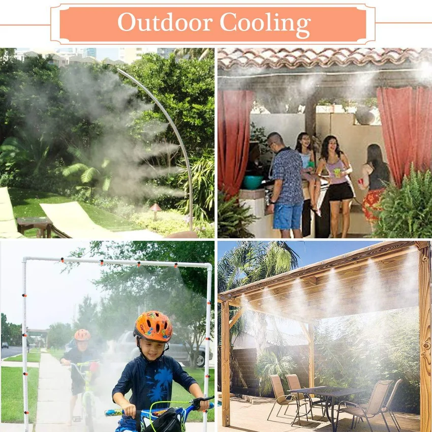 Adjustable Orange Misting Kit for Outdoor Low-Pressure Summer Cooling, Garden Spraying, Spray Cooling and Humidification