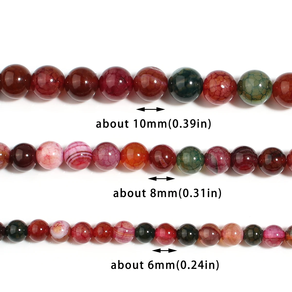 Natural Stone Tourmaline Lace Agate Beads Round Loose Spacer Bead for Jewelry Making DIY Charm Bracelet Accessories