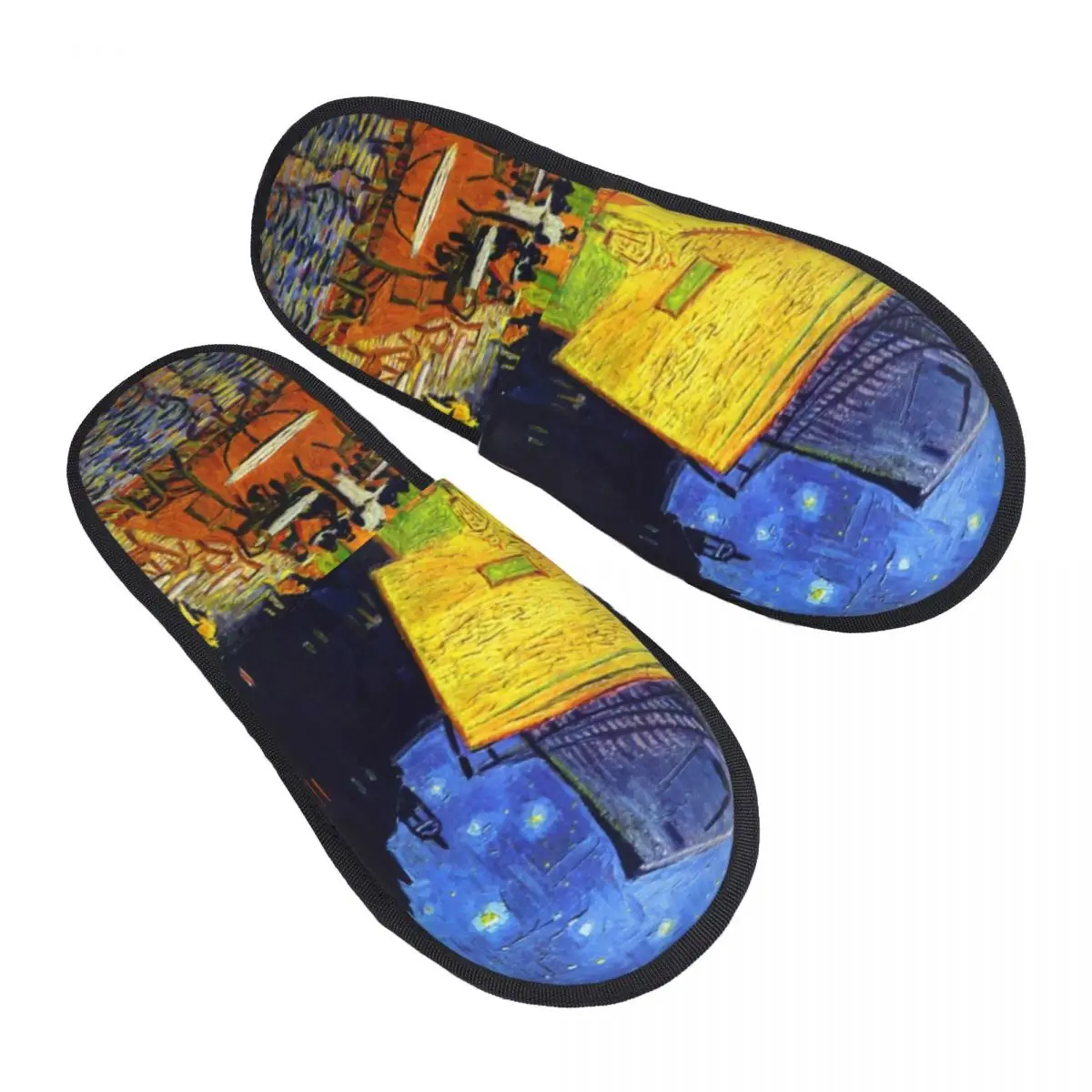 Cafe Terrace At Night Guest Slippers for Spa Women Custom Print Vincent Van Gogh Painting House Slipper